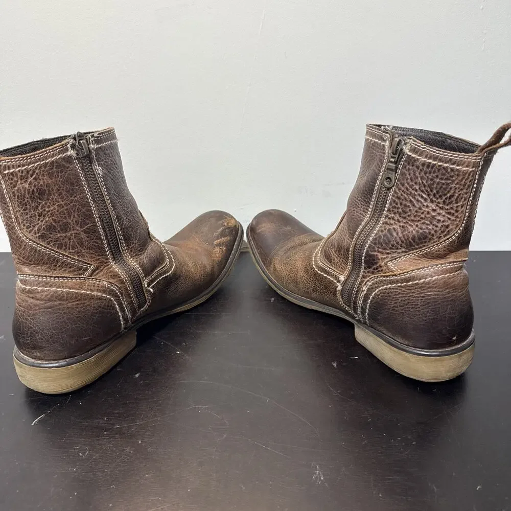 Men’s Roan Sz 10 Leather Crown Greenland Zip Up Boot Distressed‎
